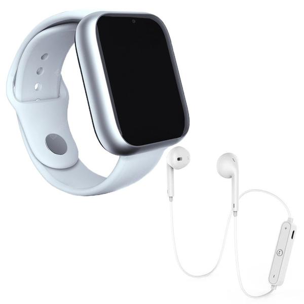 Kit 1 Relógio SmartWatch Z6 Branco + 1 Fone Bluetooh Original Branco - Smart Bracelet