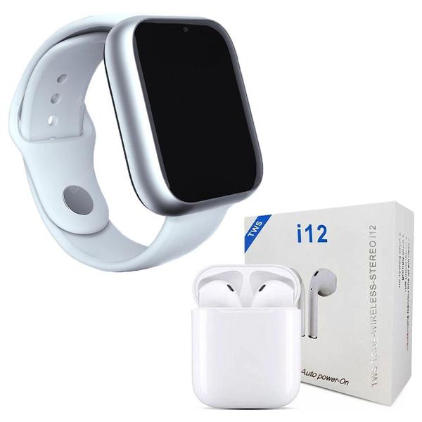 Kit 1 Relógio SmartWatch A1 Pro Plus Branco + 1 Fone Bluetooth I12 TWS - Smart Bracelet