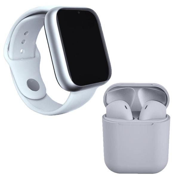 Kit 1 Relógio SmartWatch A1 Pro Plus Branco + 1 Fone Bluetooth I19 Cinza - Smart Bracelet