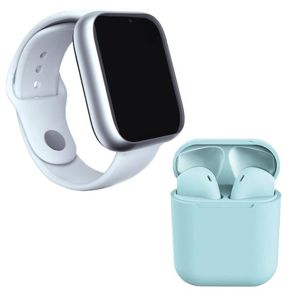 Kit 1 Relógio SmartWatch A1 Pro Plus Branco + 1 Fone Bluetooth InPods 12 Azul - Smart Bracelet