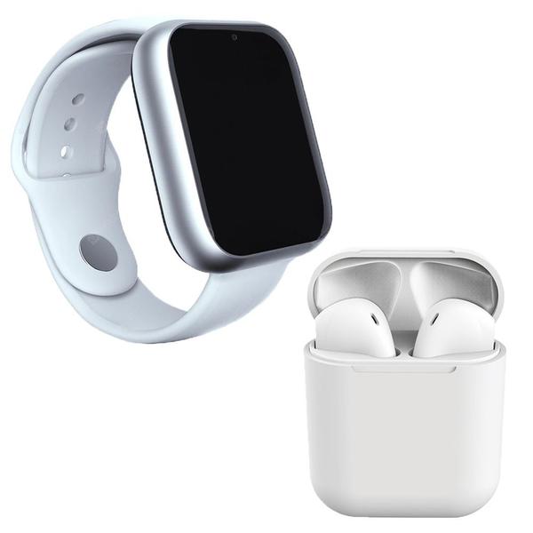 Kit 1 Relógio SmartWatch A1 Pro Plus Branco + 1 Fone Bluetooth InPods 12 Branco - Smart Bracelet