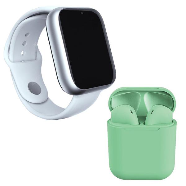 Kit 1 Relógio SmartWatch A1 Pro Plus Branco + 1 Fone Bluetooth InPods 12 Verde - Z Smart