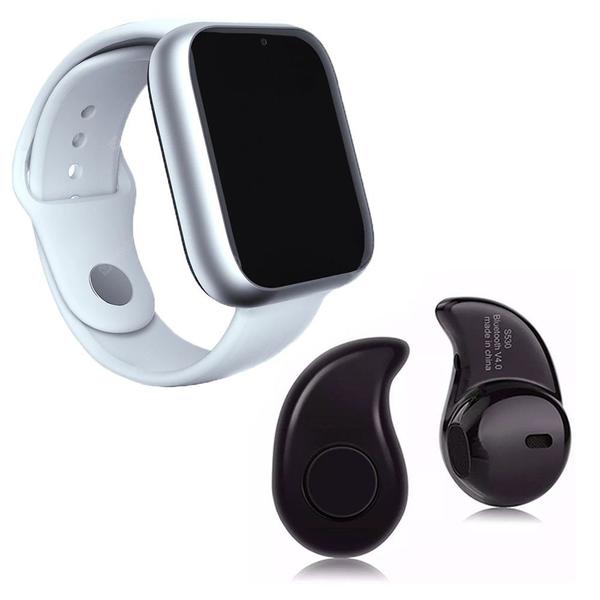 Kit 1 Relógio SmartWatch A1 Pro Plus Branco + 1 Mini Fone Bluetooth Preto - Smart Bracelet