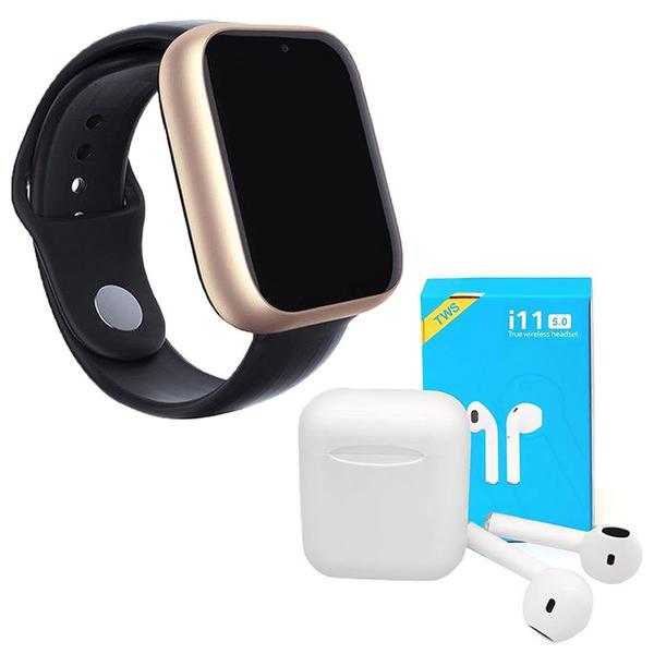 Kit 1 Relógio SmartWatch A1 Pro Plus Dourado + 1 Fone Bluetooth I11 Pro TWS - Z Smart