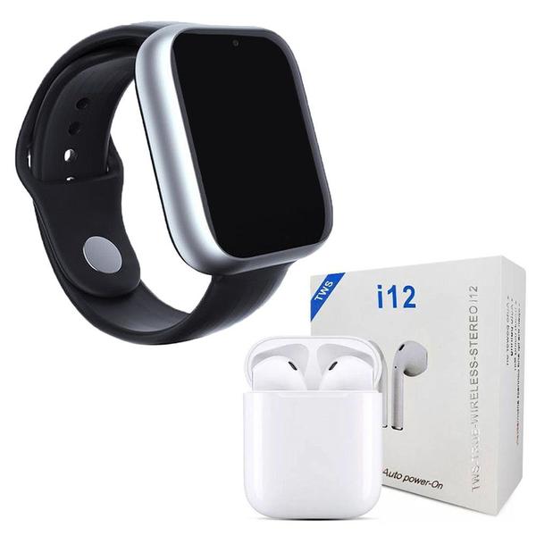 Kit 1 Relógio SmartWatch A1 Pro Plus Prata + 1 Fone Bluetooth I12 TWS - Z Smart