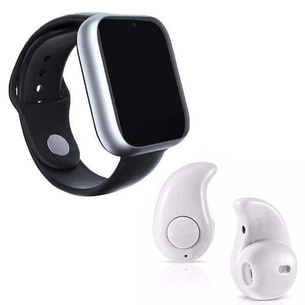 Kit 1 Relógio SmartWatch A1 Pro Plus Prata + 1 Mini Fone Bluetooth Branco - Z Smart