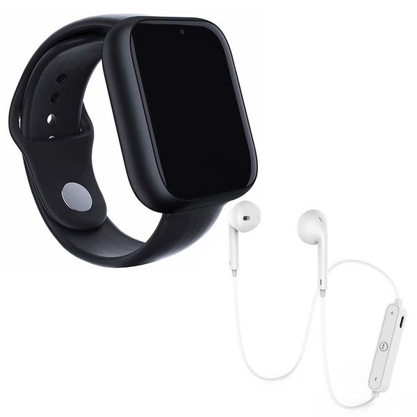 Kit 1 Relógio SmartWatch A1 Pro Plus Preto + 1 Fone Bluetooh Original Branco - Smart Bracelet