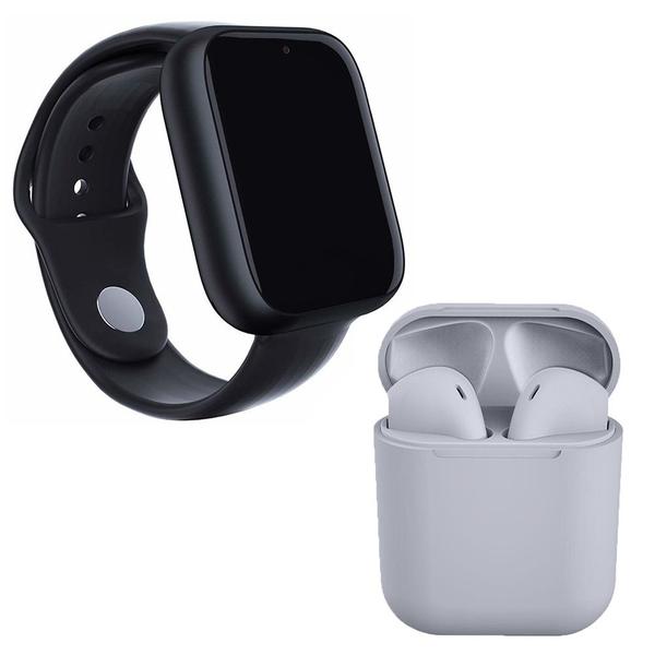 Kit 1 Relógio SmartWatch A1 Pro Plus Preto + 1 Fone Bluetooth I19 Cinza - Smart Bracelet