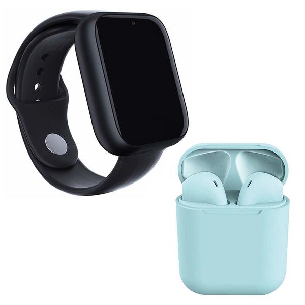 Kit 1 Relógio SmartWatch A1 Pro Plus Preto + 1 Fone Bluetooth InPods 12 Azul - Z Smart