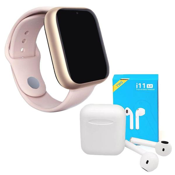 Kit 1 Relógio SmartWatch A1 Pro Plus Rosa + 1 Fone Bluetooth I11 Pro TWS - Smart Bracelet