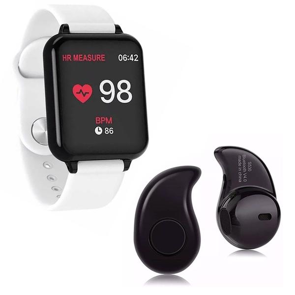 Kit 1 Relógio Smartwatch B57 Hero Band 3 Branco + 1 Mini Fone Bluetooth Preto - B Smart