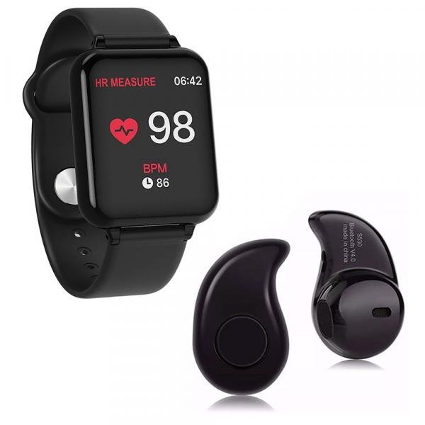 Kit 1 Relógio Smartwatch B57 Hero Band 3 Preto + 1 Mini Fone Bluetooth Preto - B Smart