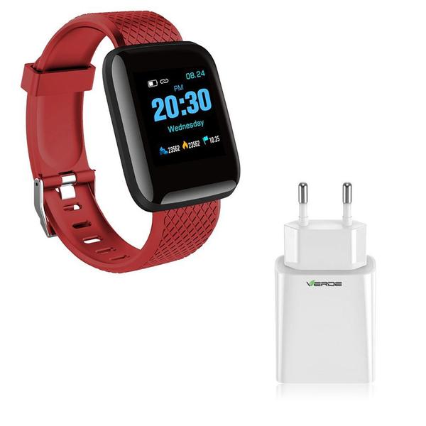 Kit 1 Relógio Smartwatch D13 Verde Esportivo Android IOS + 1 Base de Carregador - Smart Bracelet