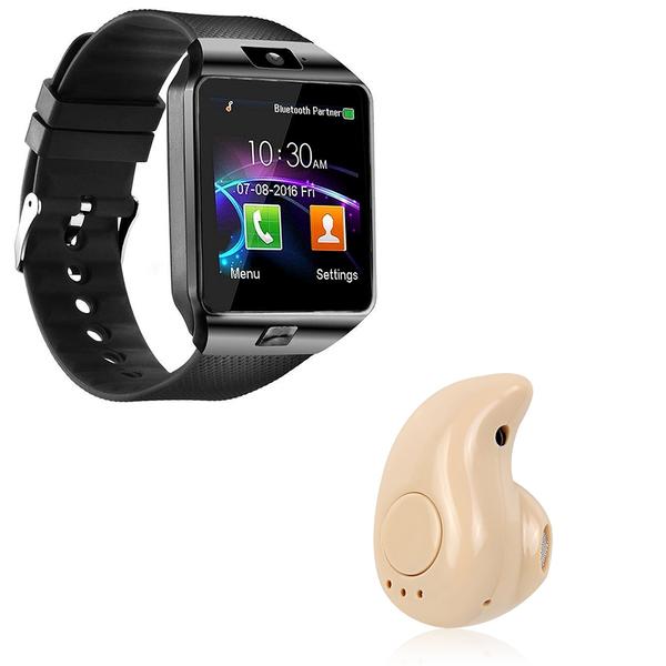 Kit 1 Relógio SmartWatch DZ09 Preto + 1 Mini Fone Bluetooh Marfim