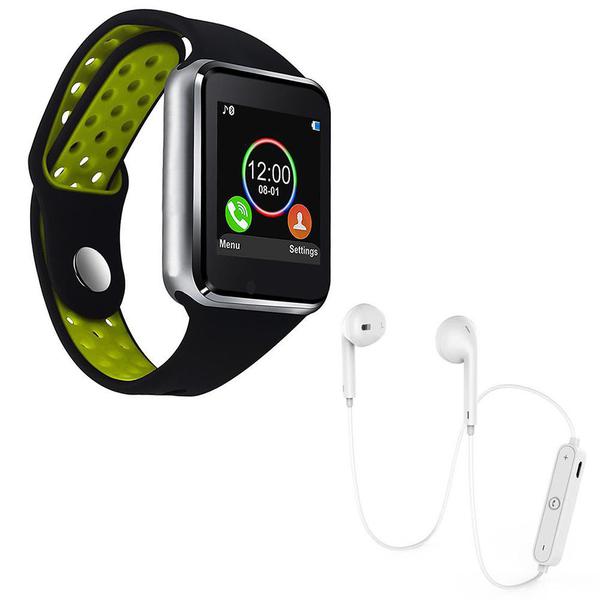 Kit 1 Relógio SmartWatch M3 Verde + 1 Fone Bluetooh Original Branco - Z Smart