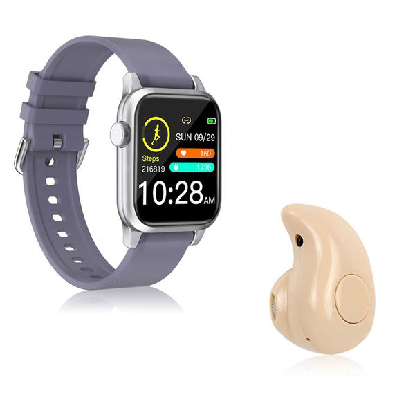 Kit 1 Relógio Smartwatch P18 Roxo Android IOS + 1 Mini Fone Bluetooth Marfim - Smart Bracelet