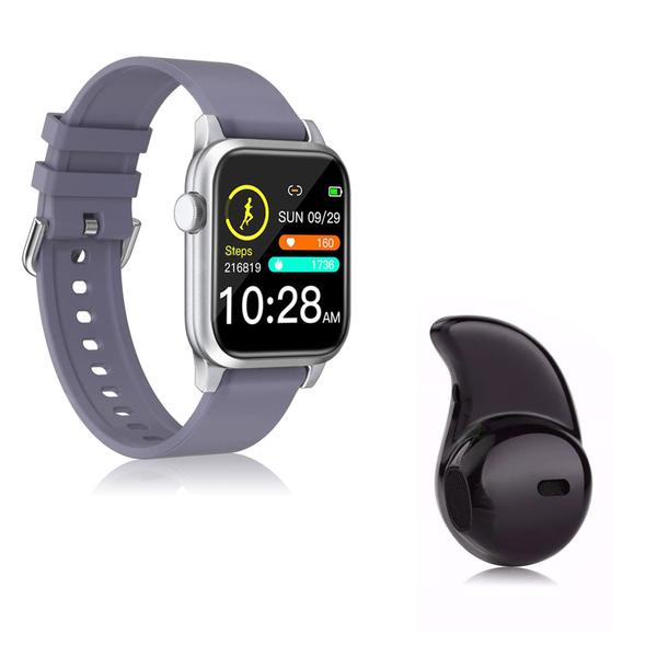 Kit 1 Relógio Smartwatch P18 Roxo Android IOS + 1 Mini Fone Bluetooth Preto - Smart Bracelet