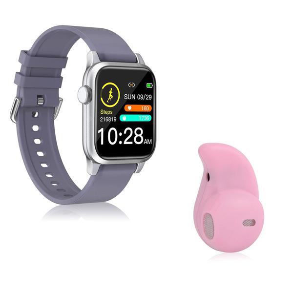 Kit 1 Relógio Smartwatch P18 Roxo Android IOS + 1 Mini Fone Bluetooth Rosa - Smart Bracelet