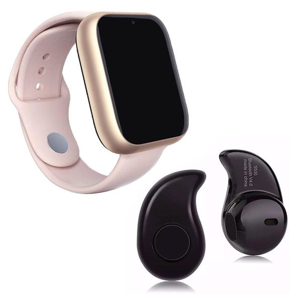 Kit 1 Relógio SmartWatch Z6 Rosa + 1 Mini Fone Bluetooth Preto - Smart Bracelet