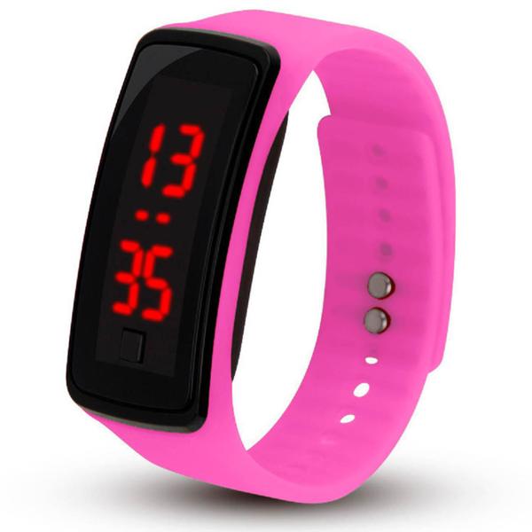 KIt 10 Relógios Pulseira LED Digital Sport em Silicone Bracelete SmartBand Rosa - Prime