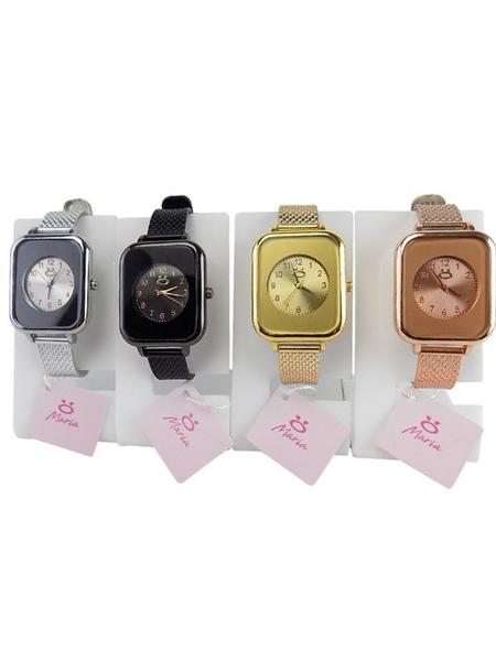 Kit 4 Relógios Femininos Pulseira Ajustável Dourado + Rosê + Preto + Prata - Orizom