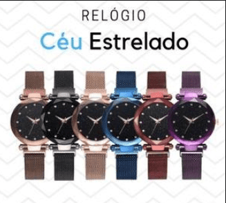 Kit 6 Relógios Céu Estrelado Pulseira Magnética