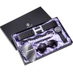 Kit 6pcs Relógio de quartzo+cinto PU+óculos de sol +Pulseira+Caneta+gravata com caixa de presente