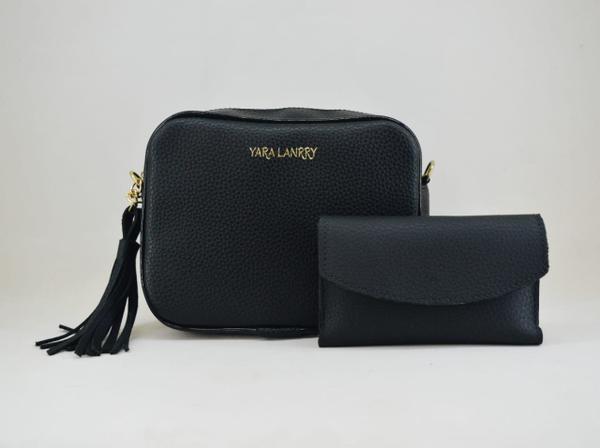 Kit Bolsa Disco + Carteira Yara Lanrry Preto