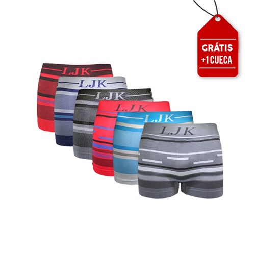 Kit com 5 Cuecas Premium Boxer Sem Costura LJK: Tamanho G/GG