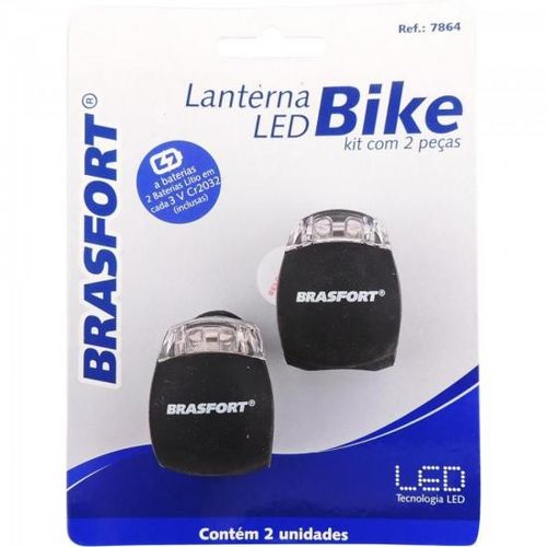 KIT Lanterna LED P/ Bike Preto BRASFORT