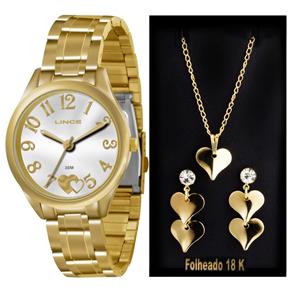 Kit Lince Feminino Dourado 5 Atm Lrg4290l K117