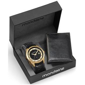 Kit Mondaine Clássico Masculino 60433GPMBDH1K. Analógico e Calendário. Resistente à Água 30M.