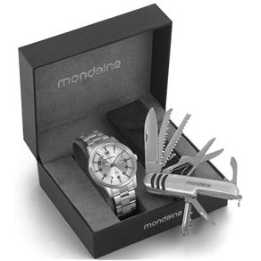 Kit Mondaine: Mondaine Urbano Masculino 78193G0MBNA1K Acompanha um Canivete Analógico e Calendário