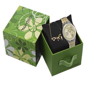 Kit Mondaine: Relógio Mondaine Feminino 94237LPMEDY1K + Pulseira de Bijouteria e Par de Brincos de Bijouteria.