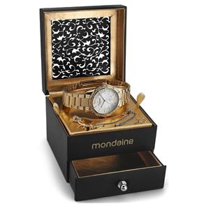 Kit Mondaine: Relógio Mondaine Moda Feminino 78147LPMFDS1K. Resistente à Água 30M. Acompanha Pulseira com Par de Brincos