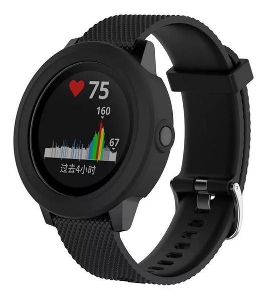 Kit Pulseira Case Protetor de Silicone Preto e Película de Vidro para Relógio Garmin Vivoactive 3 / Music - Tudo Smartwatch