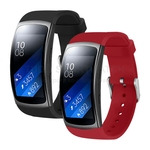 Kit Pulseiras de Silicone Preto e Vermelho para Relógio Samsung Gear Fit 2