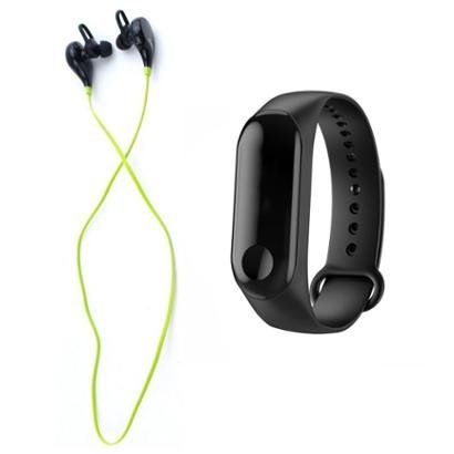 Kit Relógio Bracelete Pedômetro + Fone de Ouvido XTrad Bluetooth Headset Universal Sem Fio