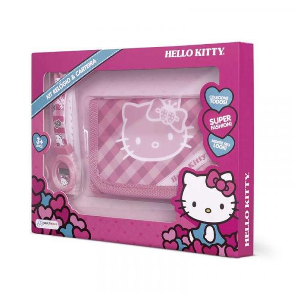 Kit Relógio + Carteira da Hello Kitty Alimentação Bateria LR41 Indicado para +3 Anos Rosa Multikids - BR593