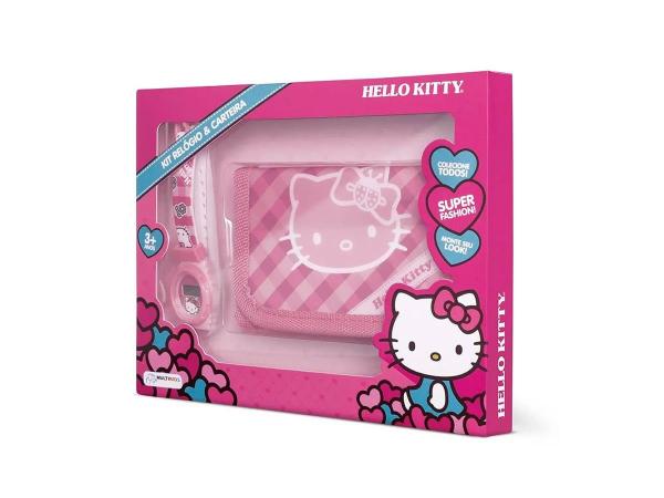 Kit Relógio + Carteira da Hello Kitty +3 Anos Rosa Multikids - BR593