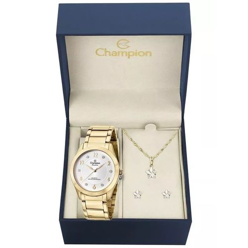 Kit Relógio Champion Elegance Feminino CN29230D com Colar e Brincos