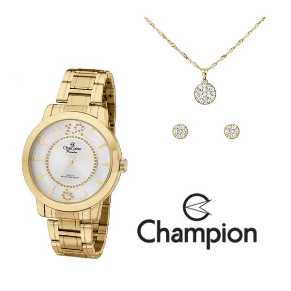 Kit Relógio Champion Passion Feminino CH24259D com Colar e Brincos