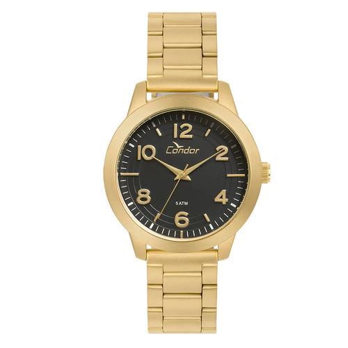 Kit Relógio Condor Feminino CO2036KUQT4P Bracelete Dourado 18k