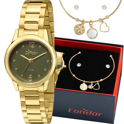 Kit Relógio Condor Feminino com Bracelete e Brincos CO2035KND/K4V