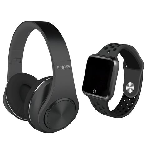 Kit Relógio Dagg Smartwatch Running Pro Fit e Headphone Inova Sem Fio Super Bass – Preto