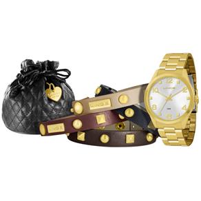 Kit Relógio Feminino Analógico Lince com Pulseira LRG4215L K032S2KX - Dourado