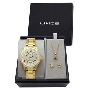 Kit Relógio Feminino Analógico Lince LRG4156L K001C2KX Dourado e Conjunto de Brincos e Colar