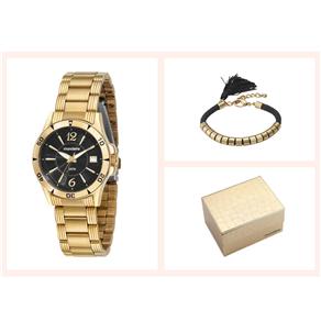 Kit Relógio Feminino Analógico Mondaine 78183LPMBDA2K Dourado e Pulseira Adorno