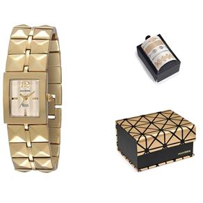 Kit Relógio Feminino Analógico Mondaine Ivete Sangalo 94580LPMNDM2K Dourado e Tatuagem Adesiva Temporária