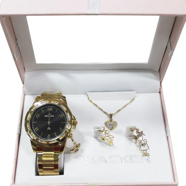 Kit Relógio Feminino Backer 106360059F - Dourado